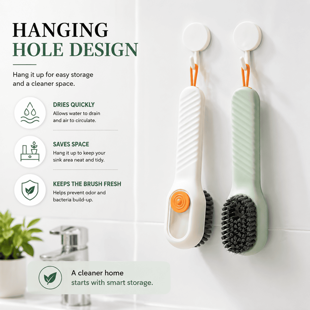 Soap Dispensing Cleaning Brush | Built-in Soap Dispenser Scrub Brush (Pack of 1)