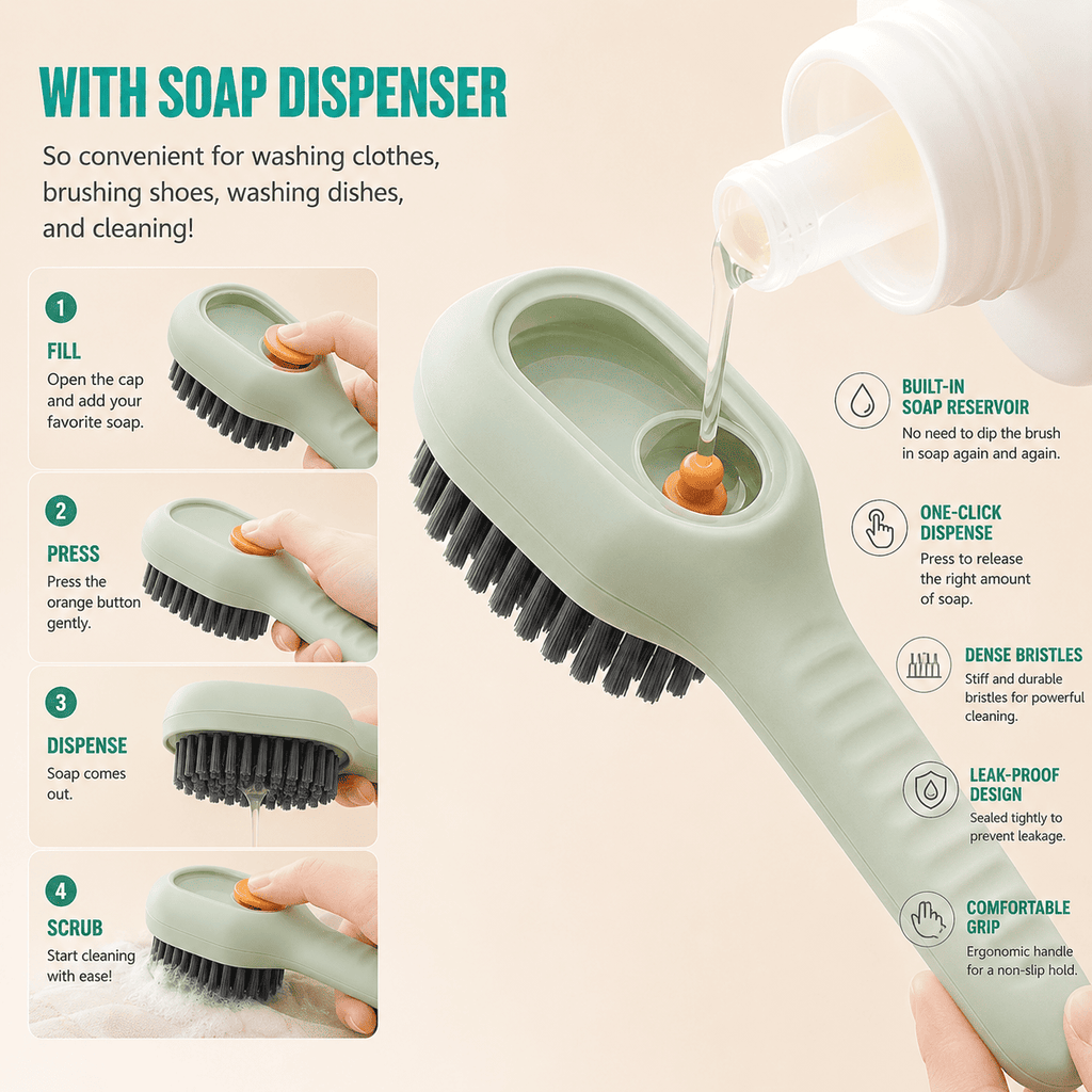 Soap Dispensing Cleaning Brush | Built-in Soap Dispenser Scrub Brush (Pack of 1)