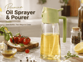 2-in-1 Premium Oil Sprayer & Pourer Bottle | Fine Mist Spray, Smooth Pour, Anti-Drip Glass Oil Dispenser for Cooking, Salad, BBQ & Air Fryer