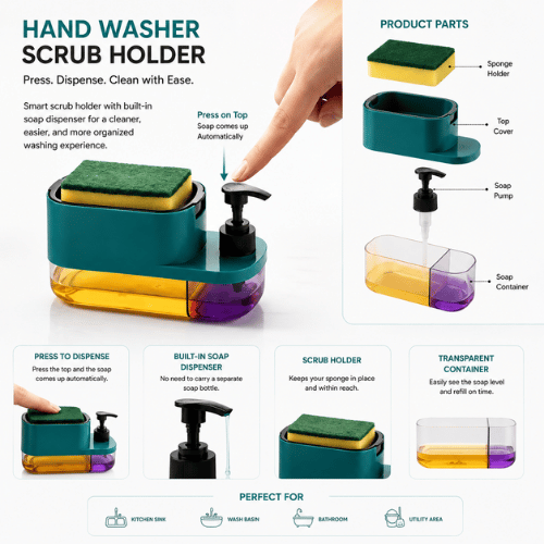DuoDock Twin-Chamber Soap Dispenser & Sponge Caddy